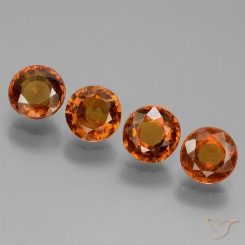 3.78ctw Naturale Arancione scuro Granato hessonite, Rotondo, VS-SI