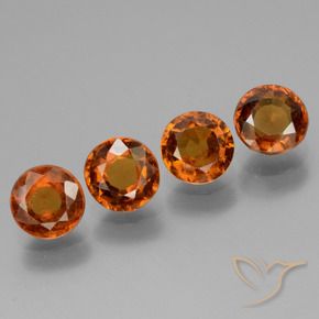 Gemme di Granato hessonite Arancione scuro naturale da 3.78 ct, Rotondo, VS-SI
