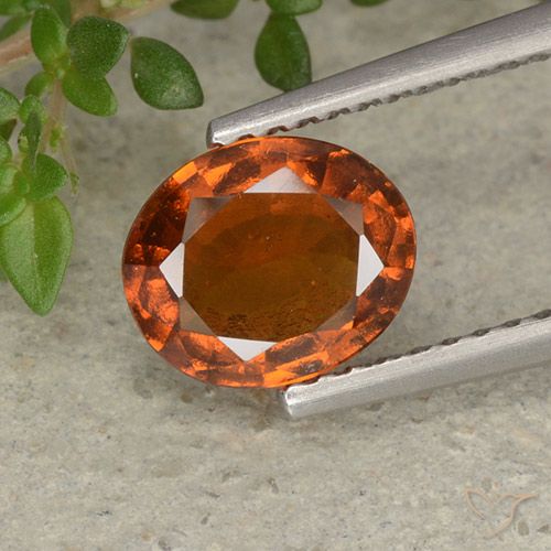 1.56ct Naturale Arancione scuro Granato hessonite, Ovale, VS