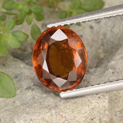 2.40ct Naturale Arancione scuro Granato hessonite, Ovale, VS-SI