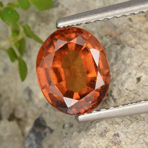 1.99ct Naturale Arancione scuro Granato hessonite, Ovale, VS