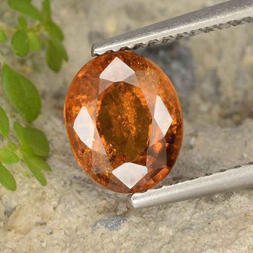 1.79ct Naturale Arancione scuro Granato hessonite, Ovale, VS-SI