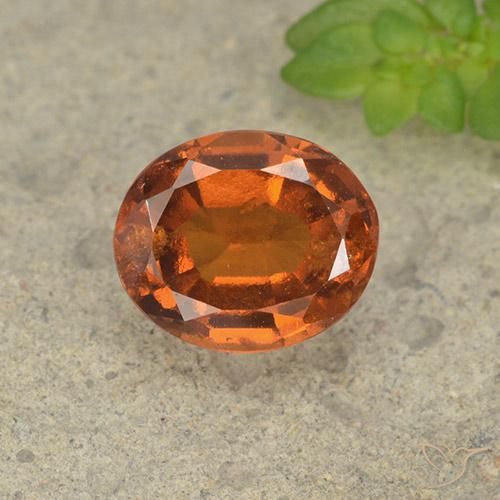2.00ct Naturale Arancione scuro Granato hessonite, Ovale, VS-SI