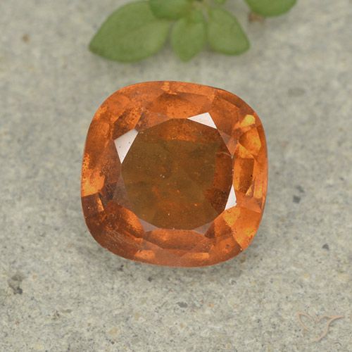 1.60ct Naturale Arancio Medio Granato hessonite, Cuscino, VS-SI