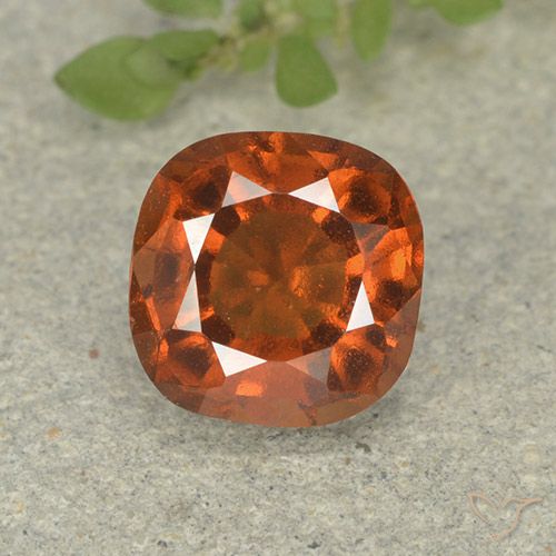 1.75ct Naturale Arancione Ambra Granato hessonite, Cuscino, VS