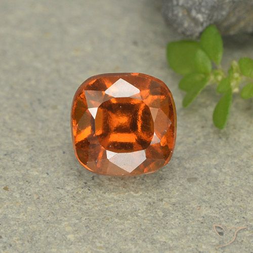 1.71ct Naturale Arancio giallastro Granato hessonite, Cuscino, VVS-VS