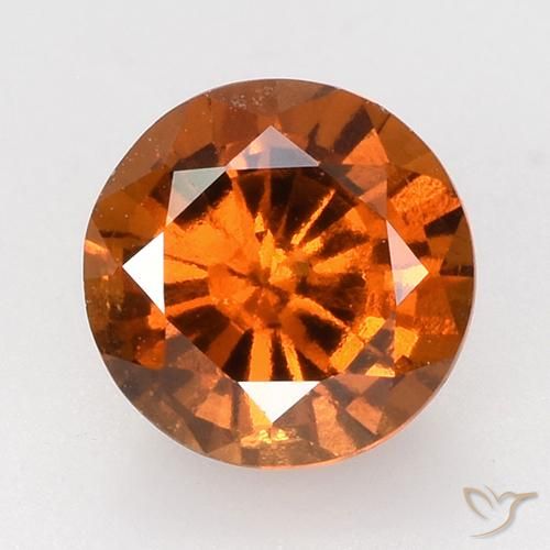 Granato hessonite Arancione scuro naturale da 1.61 ct, Taglio rotondo, VVS-VS