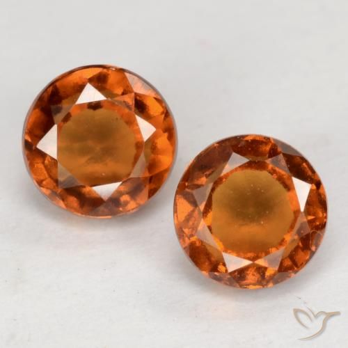 Gemme di Granato hessonite Arancione rossastra naturale da 1.77 ct, Taglio rotondo, VS