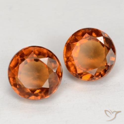 Gemme di Granato hessonite Arancione rossastra naturale da 1.77 ct, Taglio rotondo, VS