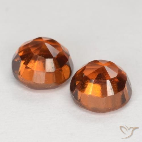 Gemme di Granato hessonite Arancione rossastra naturale da 1.77 ct, Taglio rotondo, VS