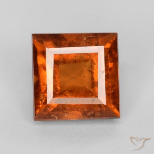 1.44ct Naturale Arancione scuro Granato hessonite, Quadrato, VS-SI