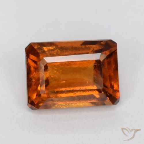 1.29ct Naturale Arancione Ambra Granato hessonite, Taglio smeraldo, VS-SI