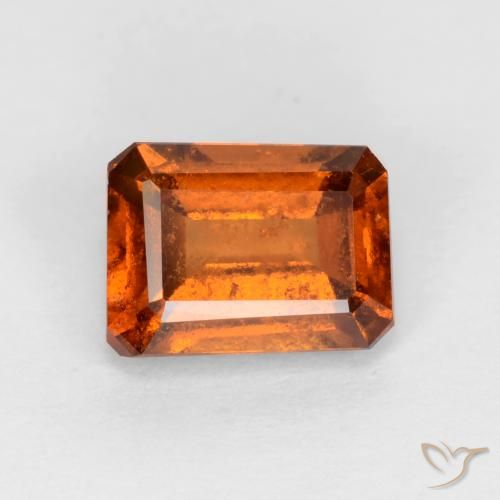 1.28ct Naturale Arancio medio-scuro Granato hessonite, Taglio smeraldo, VS-SI