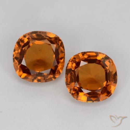 Granato essonite naturale arancione da 2,26 ct, taglio a cuscino, VS