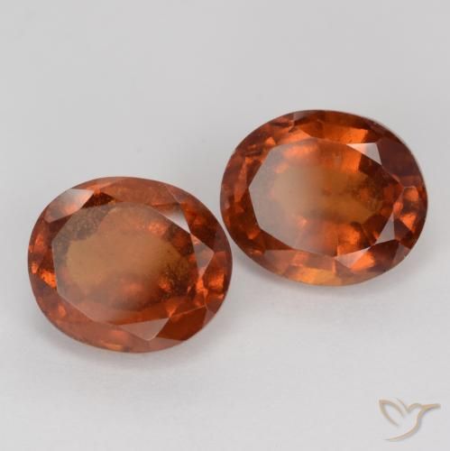 Gemme di Granato hessonite Arancione scuro naturale da 4.57 ct, Ovale, VS