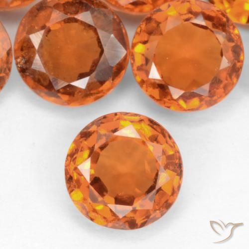 1.11ct Naturale Arancio medio-scuro Granato hessonite, Rotondo, SI-I1