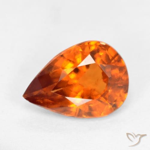 1.17ct Naturale Arancio medio-scuro Granato hessonite, Forma a pera, VS-SI