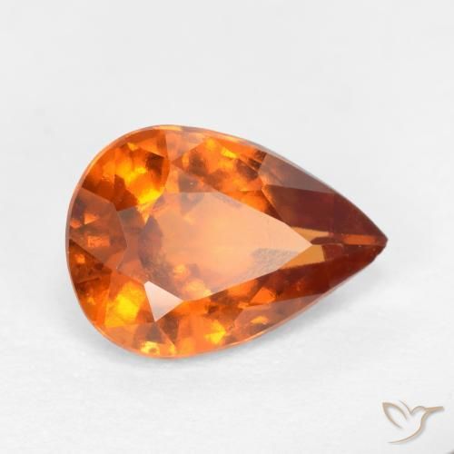 Granato hessonite Arancio medio-scuro naturale da 1.17 ct, Forma a pera, VS-SI