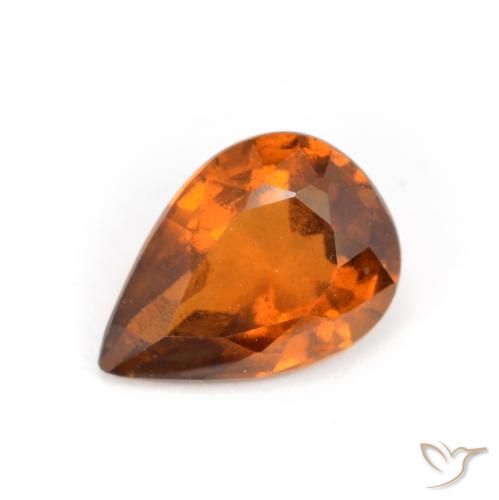 1.15ct Naturale Arancio medio-scuro Granato hessonite, Forma a pera, VS-SI