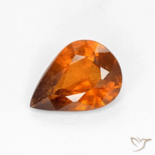 1.11ct Naturale Arancio medio-scuro Granato hessonite, Forma a pera, SI