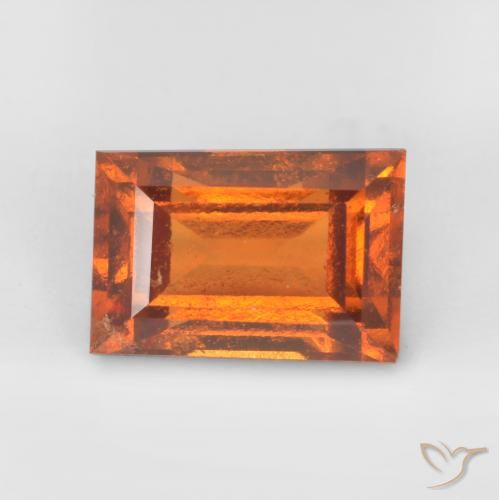 Granato hessonite Arancione scuro naturale da 1.32 ct, Taglio a baguette, SI