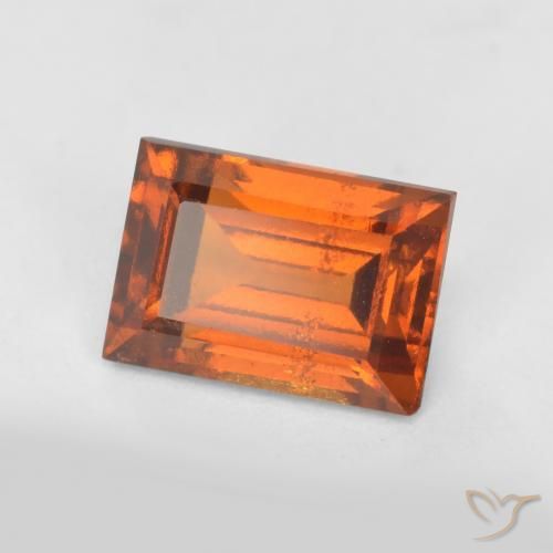 1.11ct Naturale Arancio medio-scuro Granato hessonite, Taglio a baguette, VS-SI