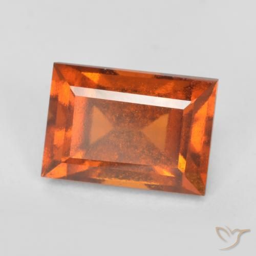 1.56ct Naturale Arancio medio-scuro Granato hessonite, Taglio a baguette, VS