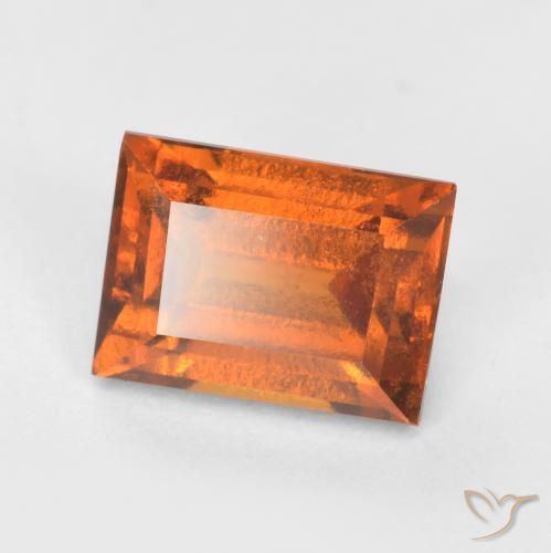 1.50ct Naturale Arancione scuro Granato hessonite, Taglio a baguette, VS