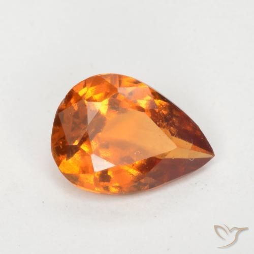 Granato hessonite Arancione scuro naturale da 0.93 ct, Forma a pera, VS-SI