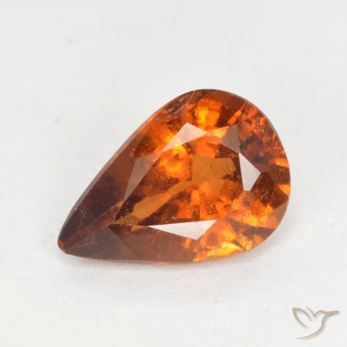 1.01ct Naturale Arancione scuro Granato hessonite, Forma a pera, VS-SI
