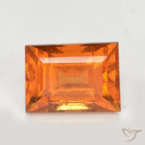 1.42ct Naturale Arancione scuro Granato hessonite, Taglio a baguette, SI