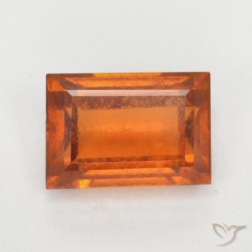 1.24ct Naturale Arancione scuro Granato hessonite, Taglio a baguette, SI