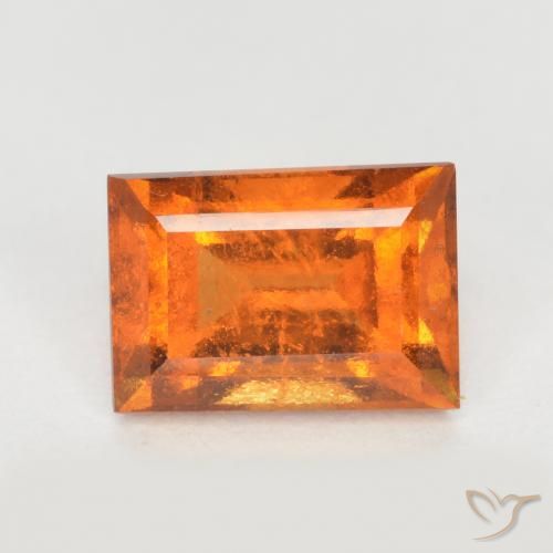 1.28ct Naturale Arancio Medio Granato hessonite, Taglio a baguette, SI