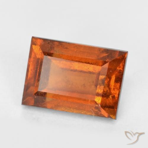 1.47ct Naturale Arancione Ambra Granato hessonite, Taglio a baguette, VS-SI
