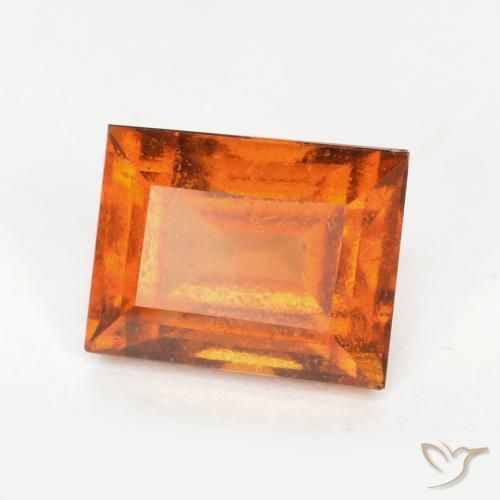 1.36ct Naturale Arancione scuro Granato hessonite, Taglio a baguette, VS-SI