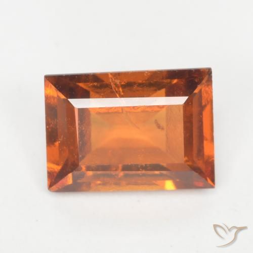 1.33ct Naturale Arancione scuro Granato hessonite, Taglio a baguette, SI