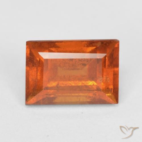 1.47ct Naturale Arancio Medio Granato hessonite, Taglio a baguette, SI