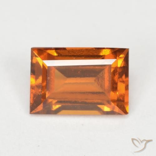 1.18ct Naturale Arancio medio-scuro Granato hessonite, Taglio a baguette, VVS-VS