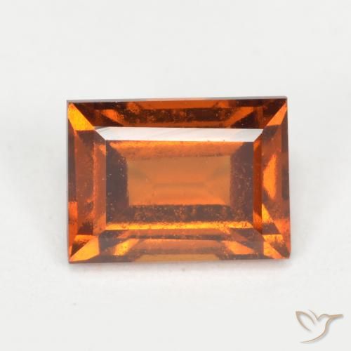 1.27ct Naturale Arancio medio-scuro Granato hessonite, Taglio a baguette, VS