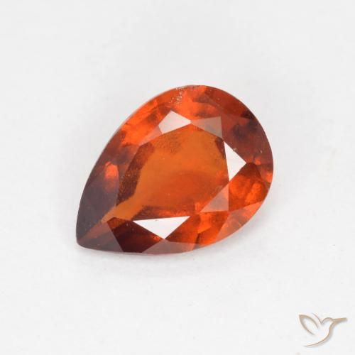 1.01ct Naturale Arancia Fuoco Granato hessonite, Forma a pera, VS-SI