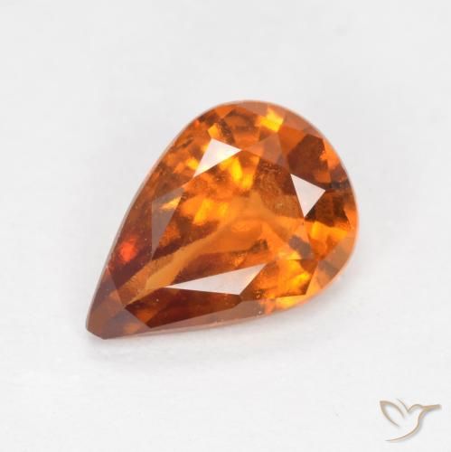 1.06ct Naturale Arancio giallastro Granato hessonite, Forma a pera, VS-SI