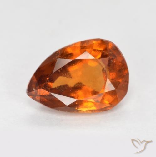 1.20ct Naturale Arancione scuro Granato hessonite, Forma a pera, VS-SI