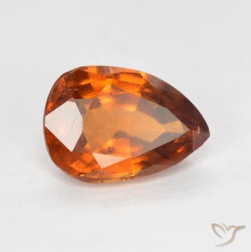 Granato hessonite Arancione scuro naturale da 1.20 ct, Forma a pera, VS-SI