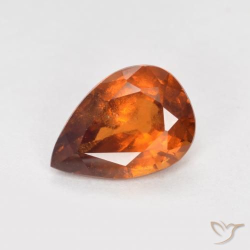 1.10ct Naturale Arancio medio-scuro Granato hessonite, Forma a pera, VS-SI