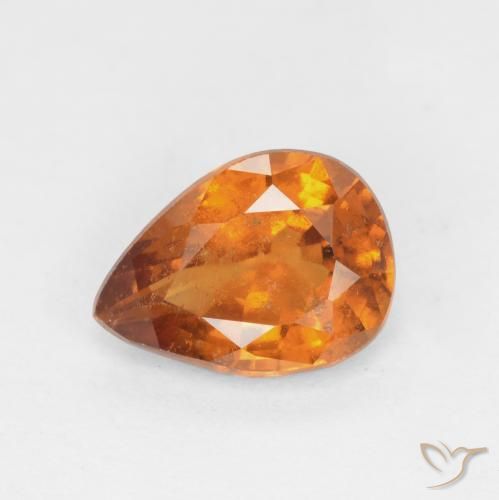 1.14ct Naturale Arancio medio-scuro Granato hessonite, Forma a pera, SI