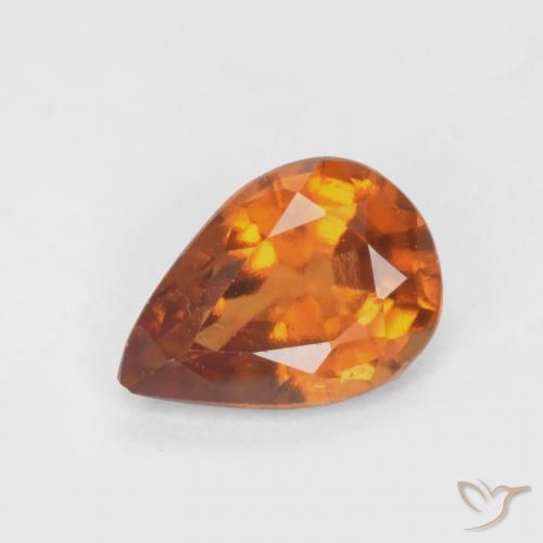 0.70ct Naturale Arancio medio-scuro Granato hessonite, Forma a pera, VS