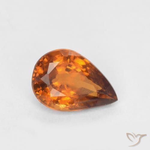 Granato hessonite Arancione scuro naturale da 0.68 ct, Forma a pera, VS