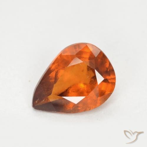 1.01ct Naturale Arancio medio-scuro Granato hessonite, Forma a pera, VS-SI