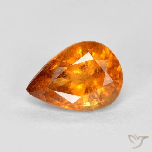 0.81ct Naturale Arancione brillante Granato hessonite, Forma a pera, SI
