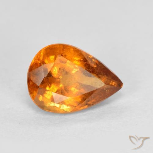Granato hessonite Arancione brillante naturale da 0.81 ct, Forma a pera, SI